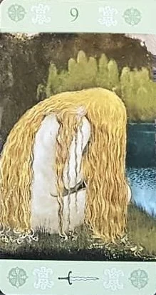 Nine of Swords card from the John Bauer Tarot deck