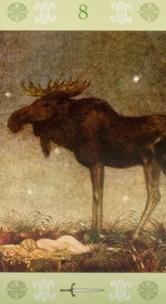 Eight of Swords card from the John Bauer Tarot deck