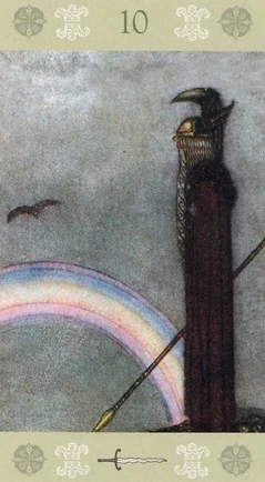 Ten of Swords card from the John Bauer Tarot deck