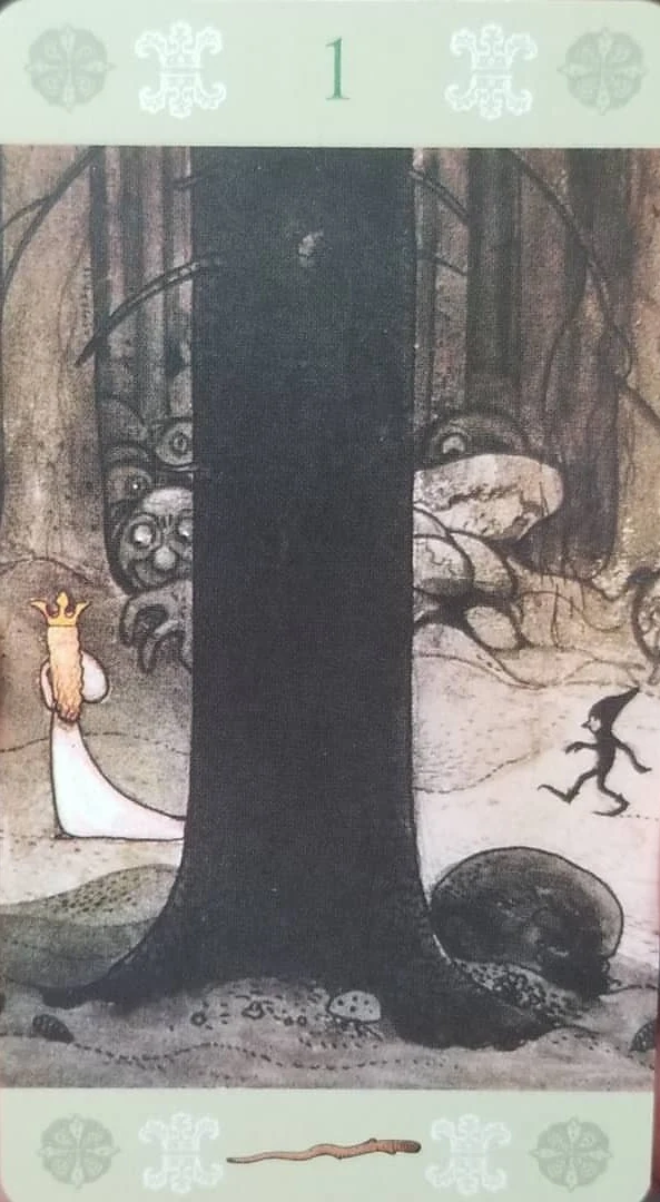 Ace of Wands card from the John Bauer Tarot deck