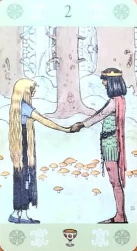 Two of Cups — source-order label Two of Cups card from the John Bauer Tarot deck