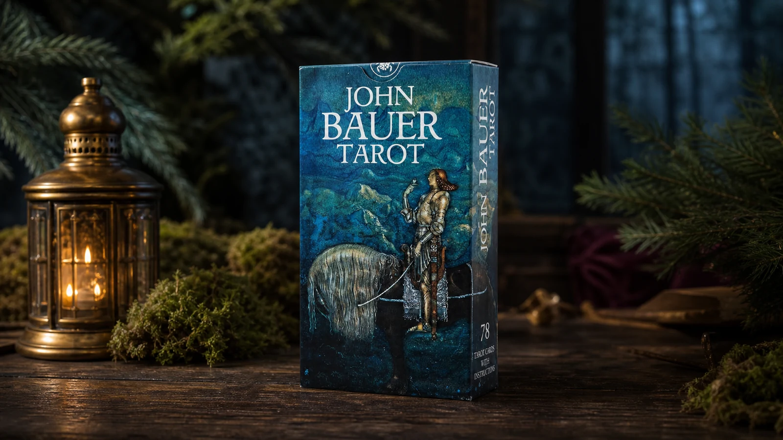 John Bauer Tarot box in a candlelit Nordic forest reading setting