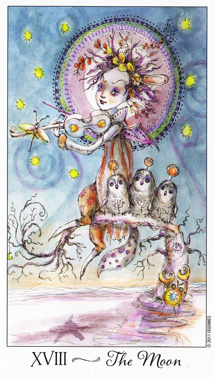 The Moon card from the Joie De Vivre Tarot deck