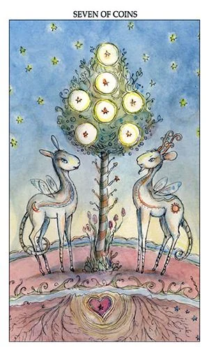 Seven of Coins card from the Joie De Vivre Tarot deck