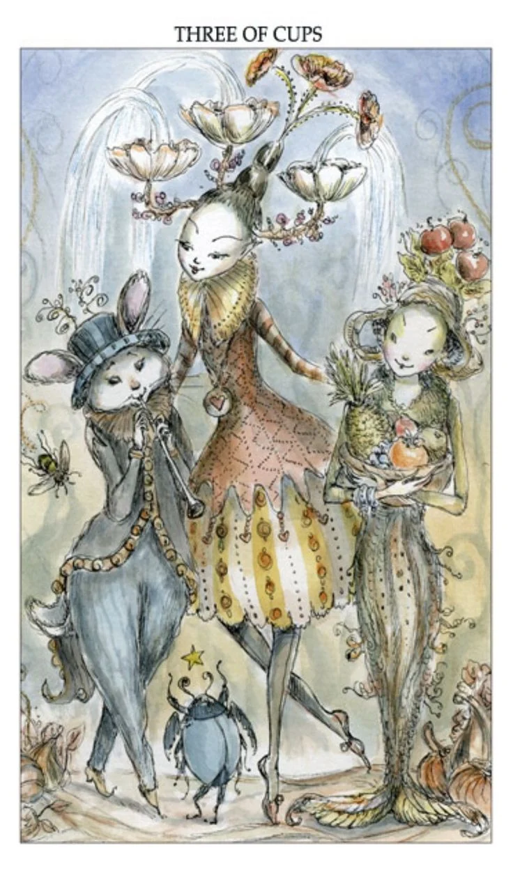 Three of Cups card from the Joie De Vivre Tarot deck