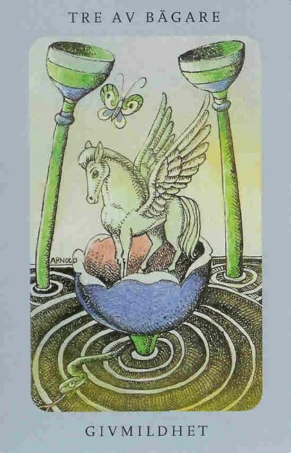 Three of Cups from the Jolanda Tarot deck