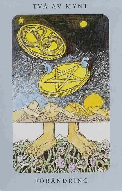Two of Pentacles from the Jolanda Tarot deck