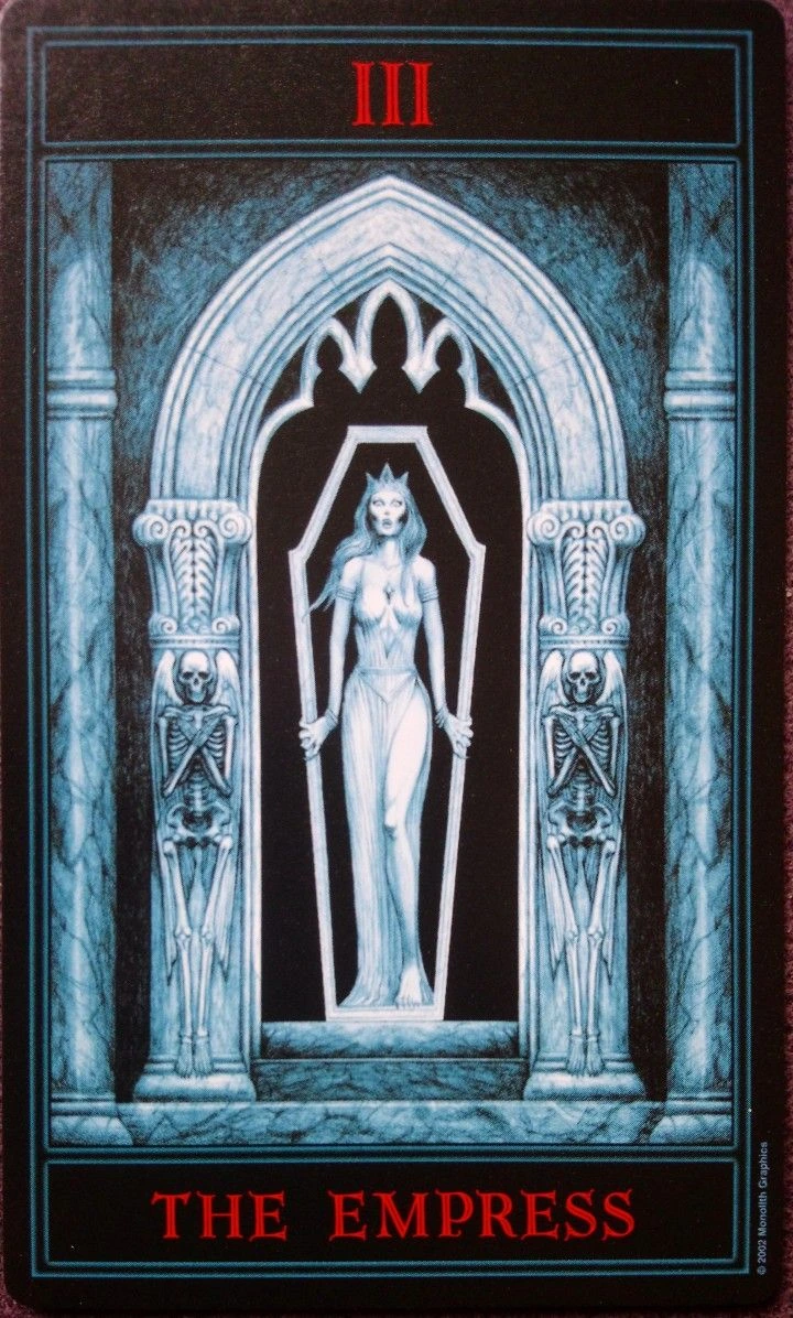 The Empress card from The Gothic Tarot by Joseph Vargo