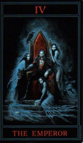 The Emperor card from The Gothic Tarot by Joseph Vargo