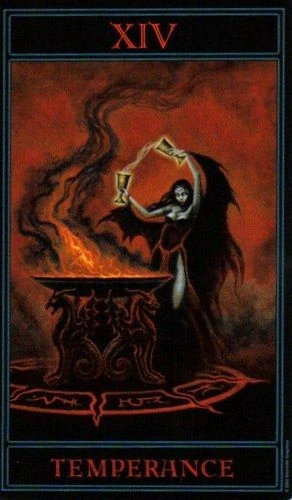 Temperance card from The Gothic Tarot by Joseph Vargo