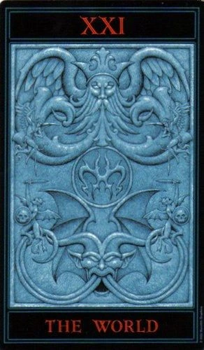 The World card from The Gothic Tarot by Joseph Vargo