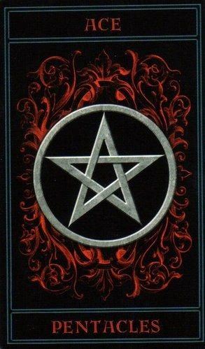 Ace of Pentacles card from The Gothic Tarot by Joseph Vargo