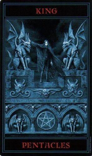 King of Pentacles card from The Gothic Tarot by Joseph Vargo