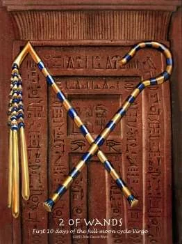 Two of Wands card from the Journey Into Egypt Tarot deck