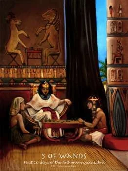 Five of Wands card from the Journey Into Egypt Tarot deck