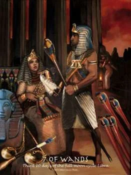 Seven of Wands card from the Journey Into Egypt Tarot deck