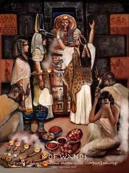 Eight of Wands card from the Journey Into Egypt Tarot deck