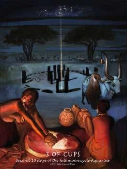 Three of Cups card from the Journey Into Egypt Tarot deck