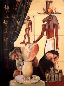 Five of Cups card from the Journey Into Egypt Tarot deck
