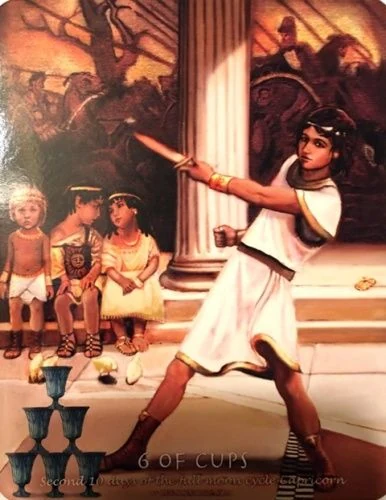 Six of Cups card from the Journey Into Egypt Tarot deck