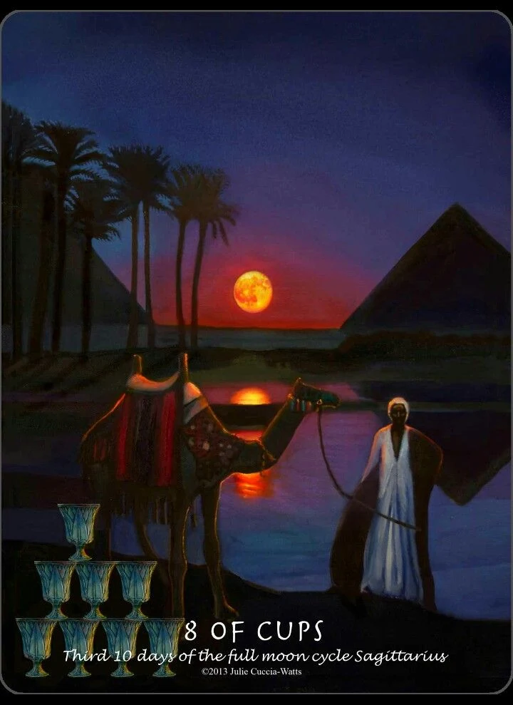 Eight of Cups card from the Journey Into Egypt Tarot deck