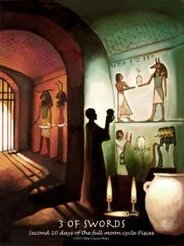 Three of Swords card from the Journey Into Egypt Tarot deck