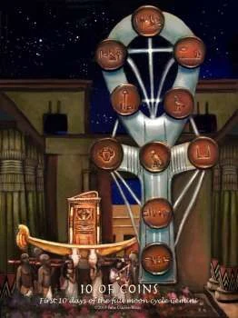 Ten of Coins card from the Journey Into Egypt Tarot deck