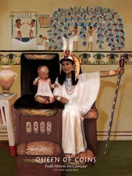 Queen of Coins card from the Journey Into Egypt Tarot deck