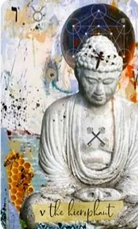 The Hierophant card from the Journey Of The Sacred Bee Tarot deck