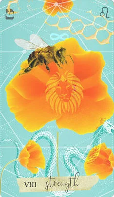 Strength card from the Journey Of The Sacred Bee Tarot deck