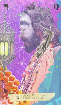 The Hermit card from the Journey Of The Sacred Bee Tarot deck