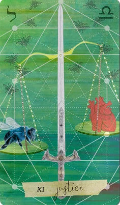 Justice card from the Journey Of The Sacred Bee Tarot deck