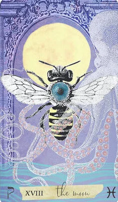 The Moon card from the Journey Of The Sacred Bee Tarot deck