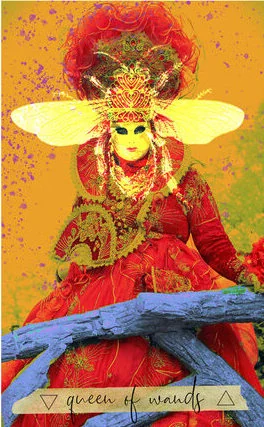 Queen of Wands card from the Journey Of The Sacred Bee Tarot deck