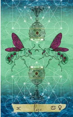 Two of Cups card from the Journey Of The Sacred Bee Tarot deck