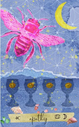 Four of Cups card from the Journey Of The Sacred Bee Tarot deck