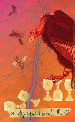 Five of Cups card from the Journey Of The Sacred Bee Tarot deck