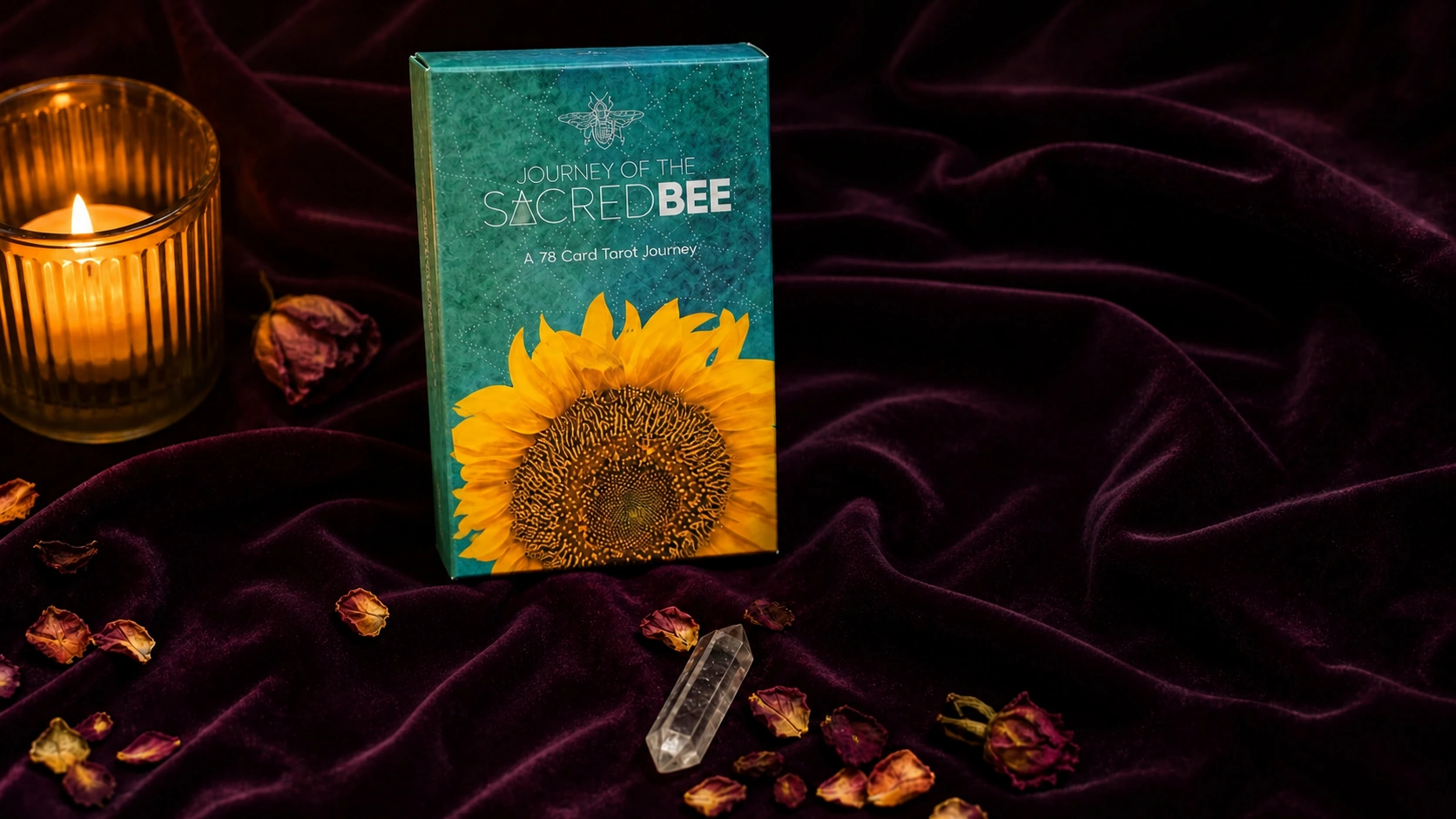 Journey of the Sacred Bee Tarot box on plum velvet