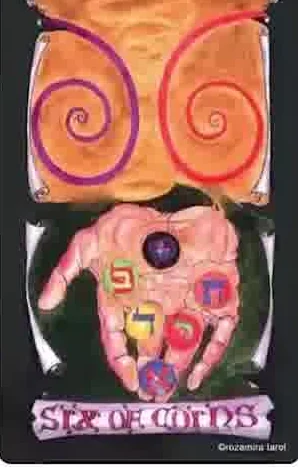 Nine of Cups card from the Kabbalistic Visions Tarot deck