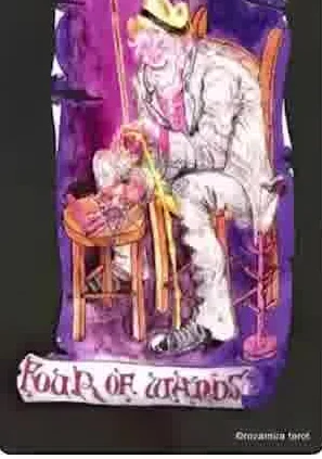 Four of Swords card from the Kabbalistic Visions Tarot deck