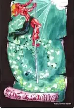 Six of Swords card from the Kabbalistic Visions Tarot deck