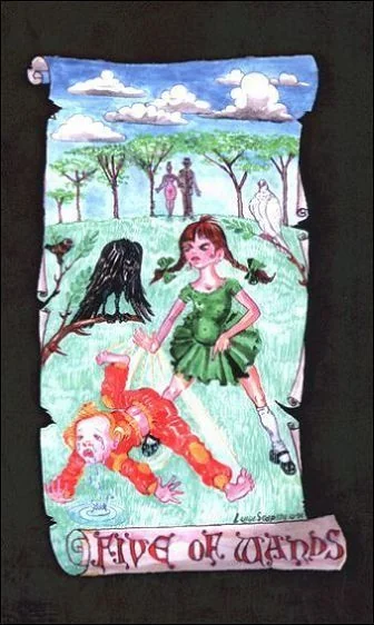 Five of Wands - Kabbalistic Visions Tarot - Tarot Deck by Marco Marini & Luigi Scapini