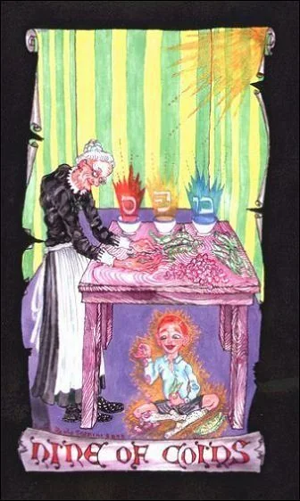 Nine of Coins - Kabbalistic Visions Tarot - Tarot Deck by Marco Marini & Luigi Scapini