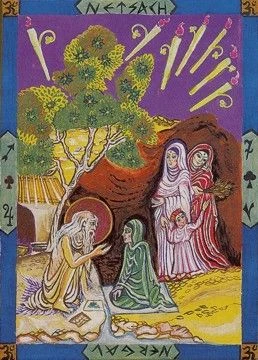 Seven of Wands card from the Kazanlar Tarot deck
