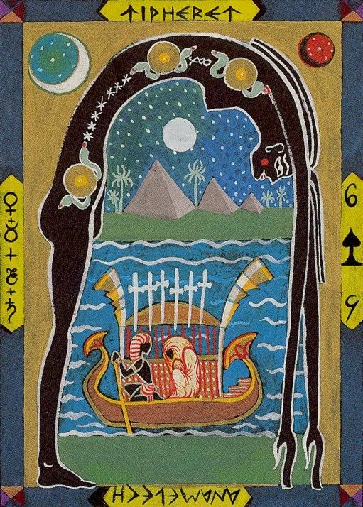 Six of Swords card from the Kazanlar Tarot deck