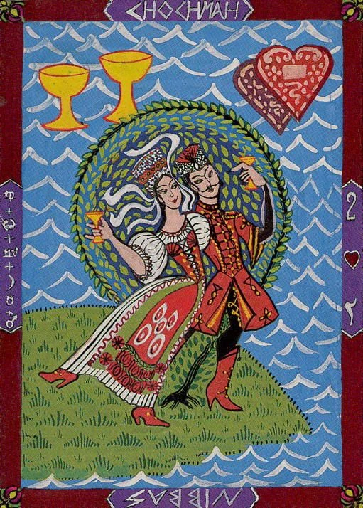 Two of Cups card from the Kazanlar Tarot deck