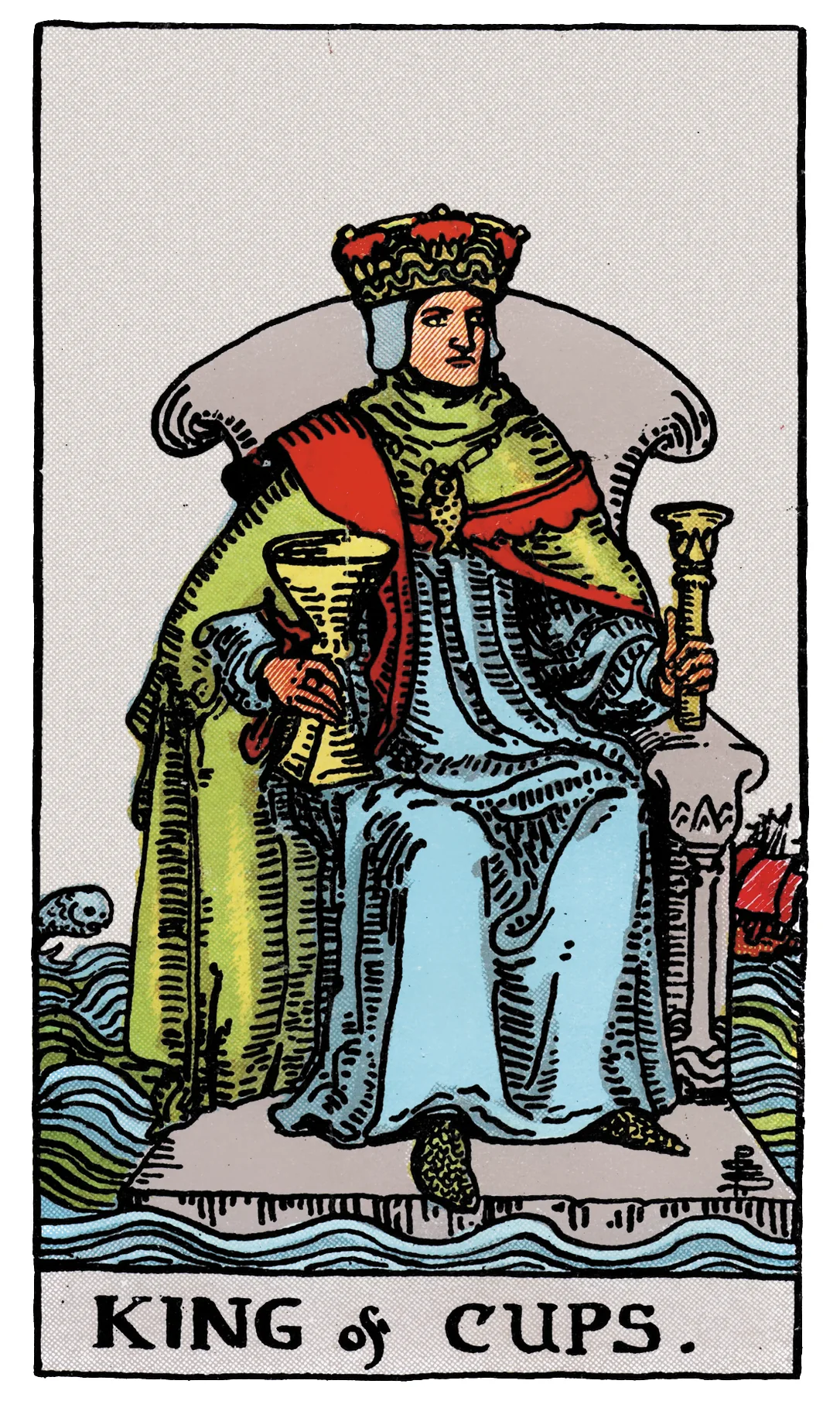 King of Cups — Rider-Waite-Smith Tarot by Rider King of Cups card from the Rider-Waite-Smith Tarot deck by Rider