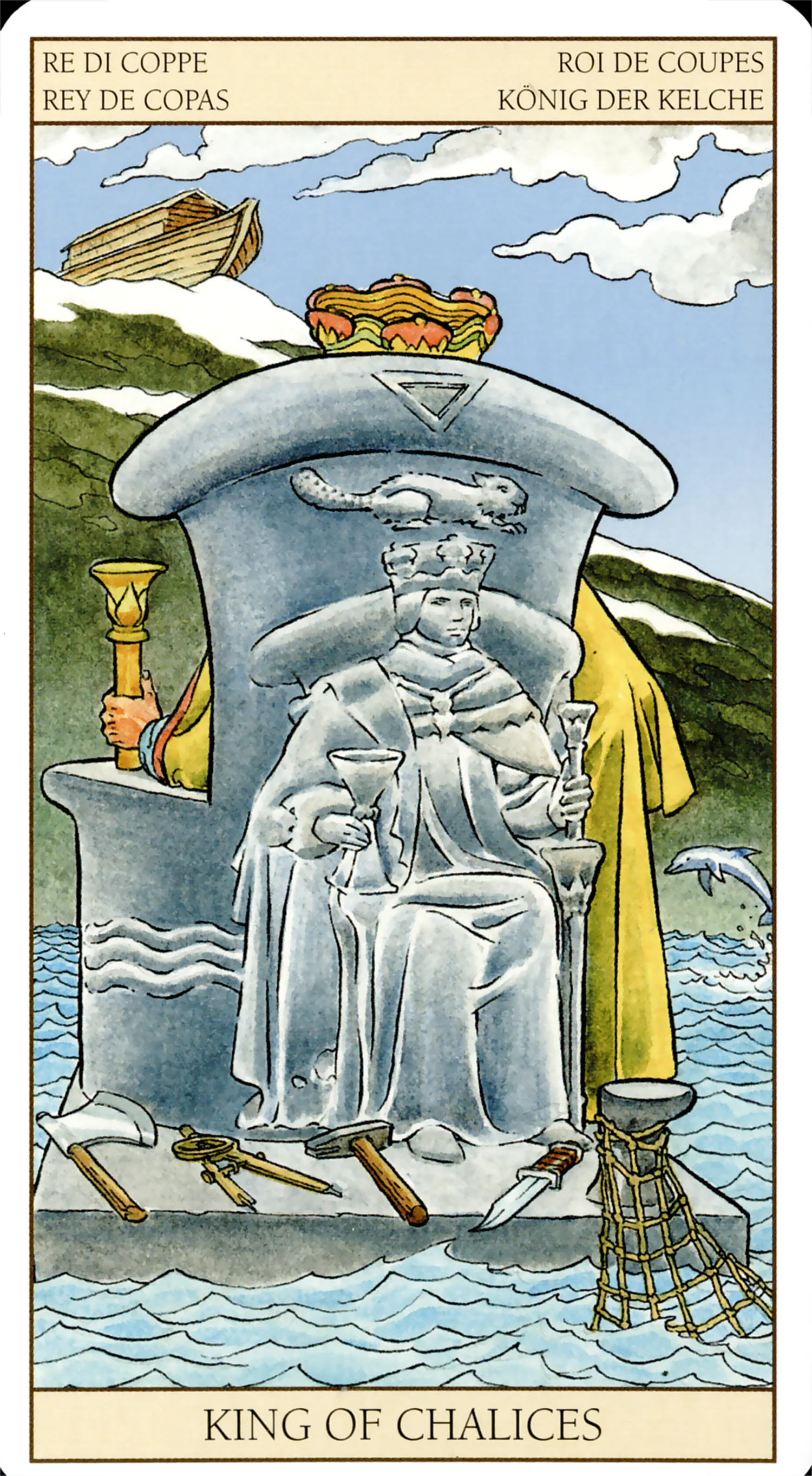 King of Cups — Tarot of the New Vision by Lo Scarabeo King of Cups card from the Tarot of the New Vision deck by Lo Scarabeo