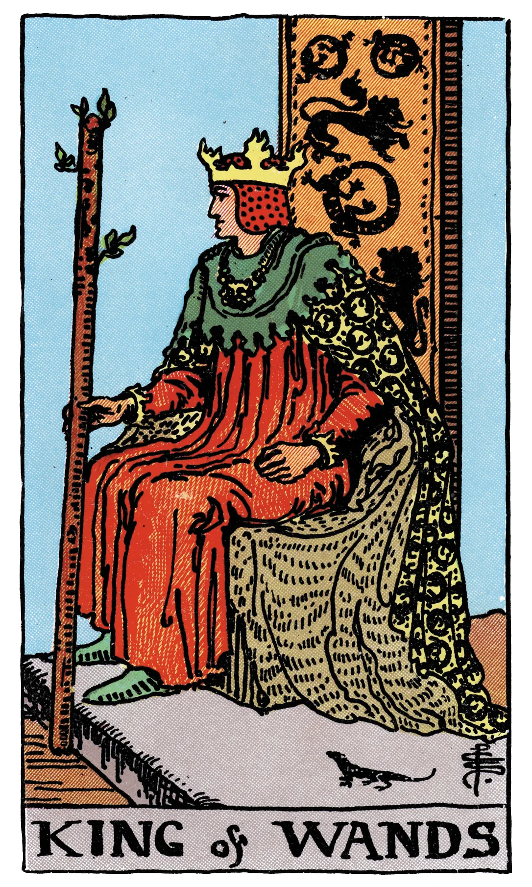 King of Wands — Rider-Waite-Smith Tarot by Rider King of Wands card from the Rider-Waite-Smith Tarot deck by Rider