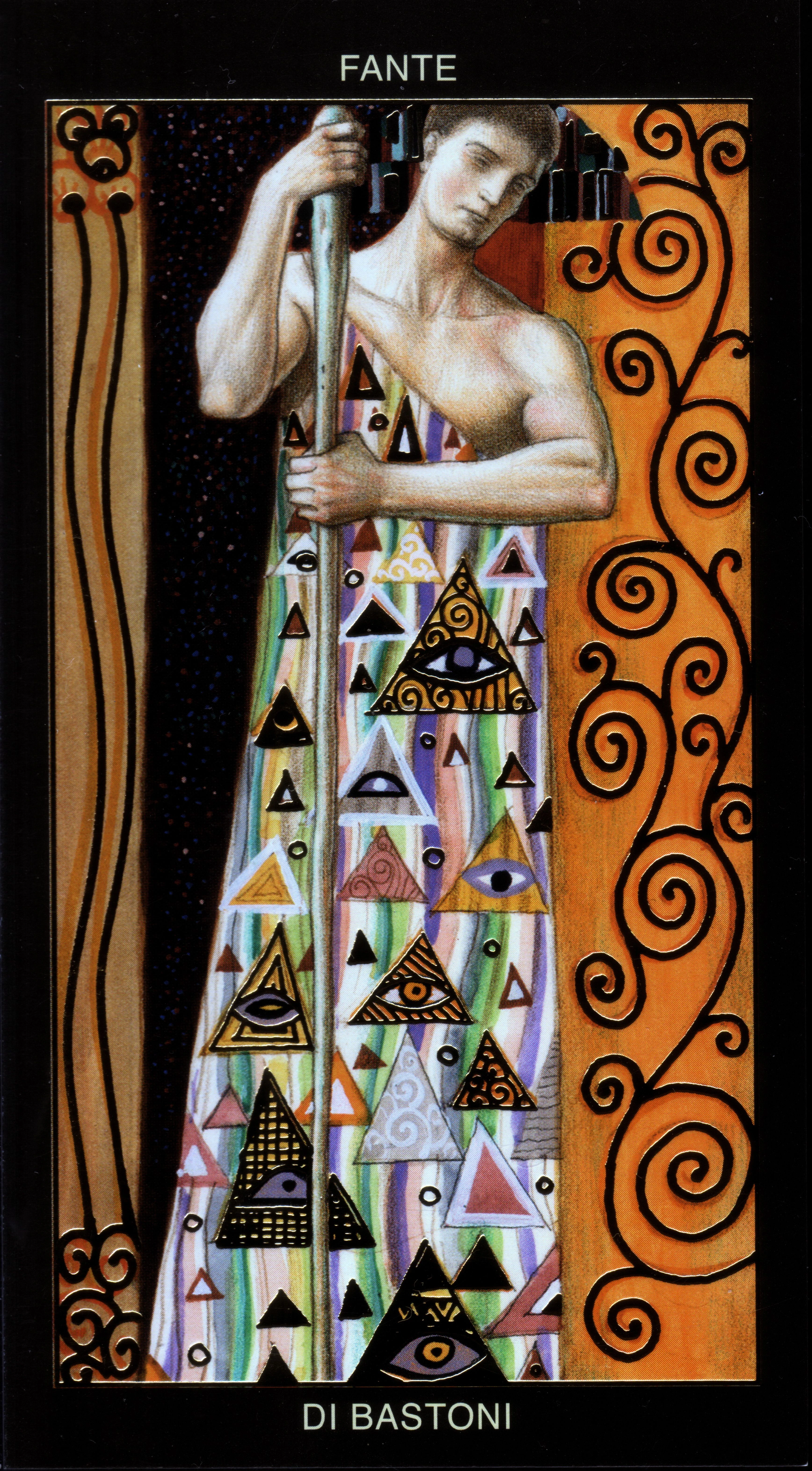 Page of Wands card from the Klimt Tarot deck by A. A. Atanassov